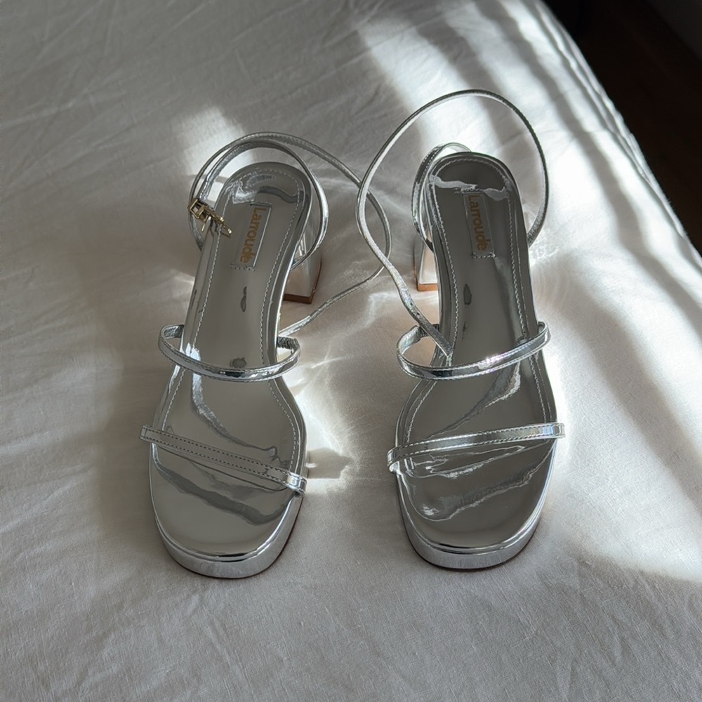SOLD NWOT LARROUDÉ Gio Sandal In Silver Specchio